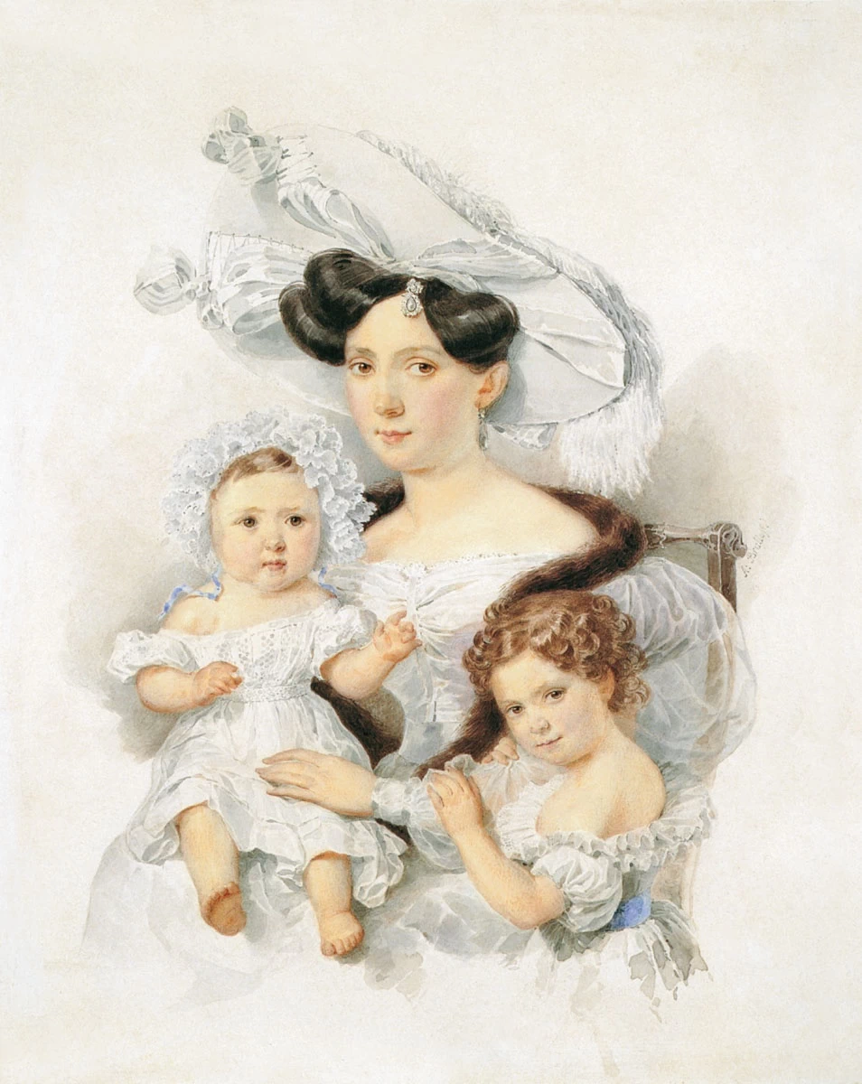Ritratto della contessa E.N. Chernysheva con le figlie Elizabeth e Alexandra - Hermitage, San pietroburgo